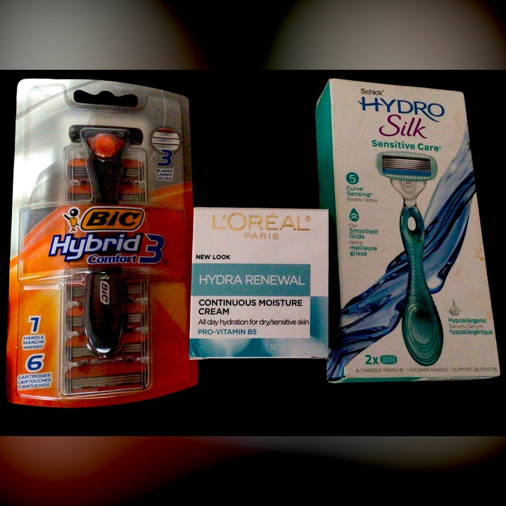 L’Oréal HydraRenewal Moisturizer, BIC Hybrid 3 and Schick HydroSilk Razor Set